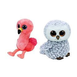 Foto van Ty - knuffel - beanie boo's - gilda flamingo & owlette owl