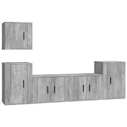 Foto van The living store tv-meubelset betongrijs - 2x 57x34.5x40cm - 1x 40x34.5x40cm - 2x 40x34.5x60cm