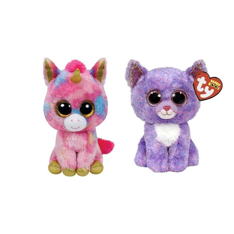 Foto van Ty - knuffel - beanie boo's - fantasia unicorn & cassidy cat