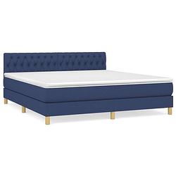 Foto van The living store boxspringbed - blue - 203 x 180 x 78/88 cm - pocketvering matras - medium firm - huidvriendelijk