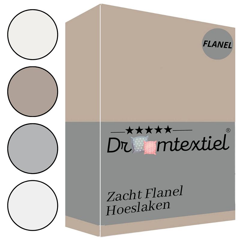 Foto van Droomtextiel zachte flanel hoeslaken taupe lits-jumeaux 180x200 cm - 100% gekamd katoen