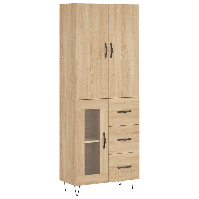 Foto van Vidaxl hoge kast 69,5x34x180 cm bewerkt hout sonoma eikenkleurig