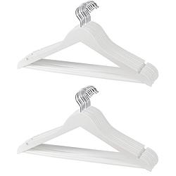 Foto van Witte kledinghangers van hout 10x stuks - kledinghangers