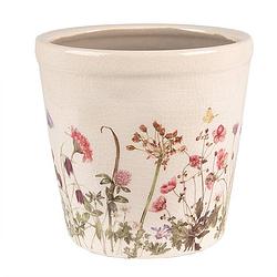 Foto van Clayre & eef bloempot ø 14x13 cm roze beige keramiek bloemen bloempot binnen plantenpot plant pot roze bloempot binnen