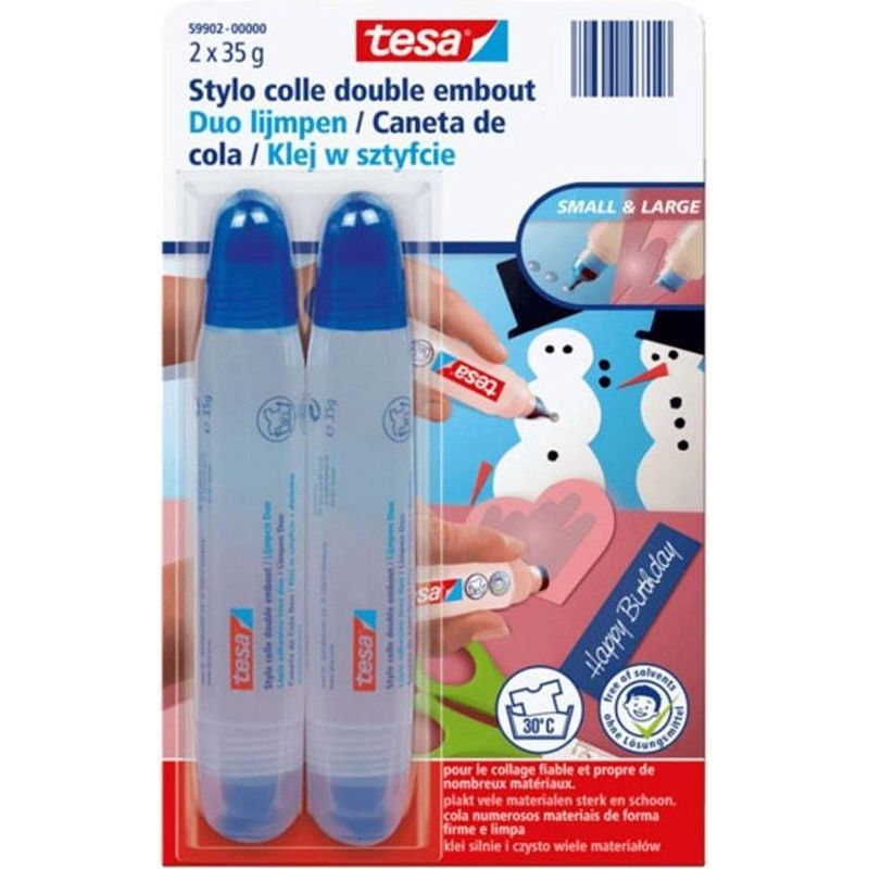 Foto van Tesa glue pen duo 2x 35 gram - lijm - hobbylijm - lijmpen - kinderen duo-lijmpen