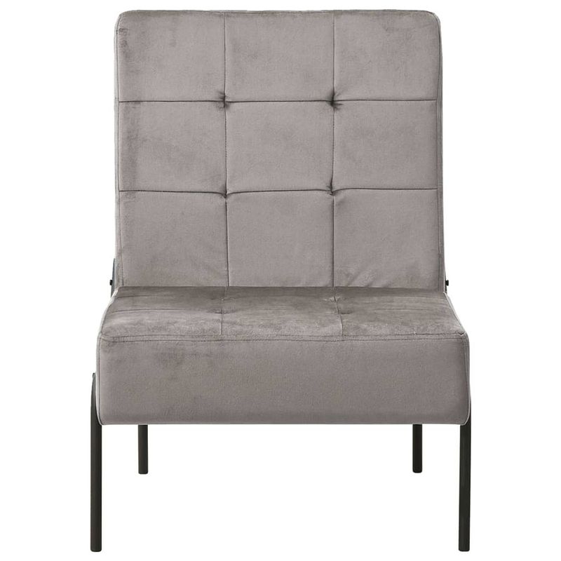 Foto van The living store relaxstoel velvet - lichtgrijs/zwart - 65x79x87 cm - ergonomisch