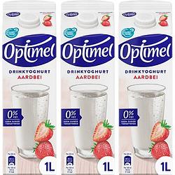 Foto van Optimel drinkyoghurt aardbei 0% vet 3x1l bij jumbo