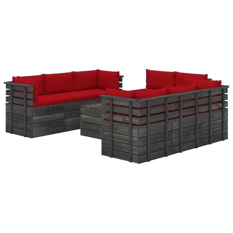 Foto van Vidaxl 9-delige loungeset met kussens pallet massief grenenhout