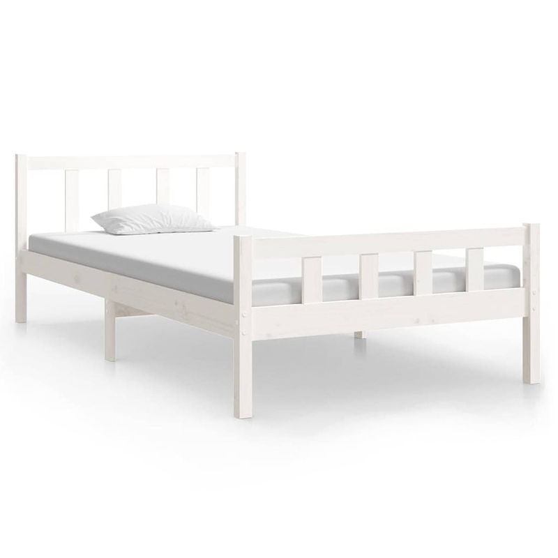 Foto van Vidaxl bedframe massief hout wit 90x200 cm