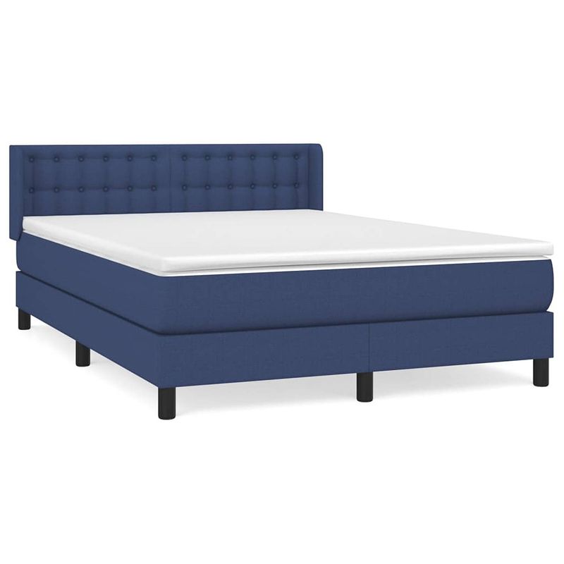 Foto van Vidaxl boxspring met matras stof blauw 140x190 cm