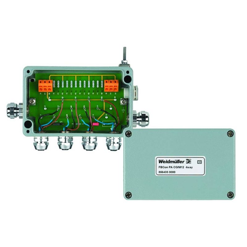 Foto van Weidmüller fbcon pa cg/m12 4way 8564080000 passieve sensor/actorbox profibus-pa standaardverdeler eex(ia) 1 stuk(s)