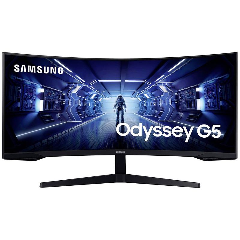 Foto van Samsung odyssey g5 c34g55twwp led-monitor 86.4 cm (34 inch) energielabel g (a - g) 3440 x 1440 pixel uwqhd 1 ms displayport, hdmi, hoofdtelefoon (3.5 mm