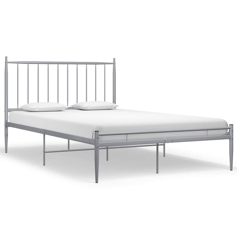 Foto van The living store bedframe - gepoedercoat metaal - 207.5 x 126 x 97.5 cm - grijs