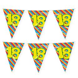 Foto van Paperdreams verjaardag 18 jaar thema vlaggetjes - 2x - feestversiering - 10m - folie - dubbelzijdig - vlaggenlijnen