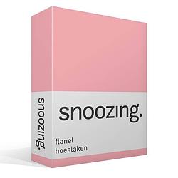 Foto van Snoozing - flanel - hoeslaken - 160x200 cm - roze