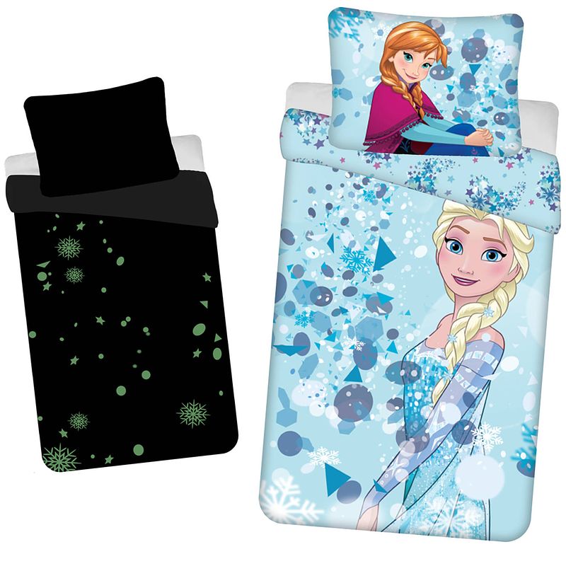 Foto van Disney frozen dekbedovertrek, sisters glow in the dark - eenpersoons - 140 x 200 cm - katoen