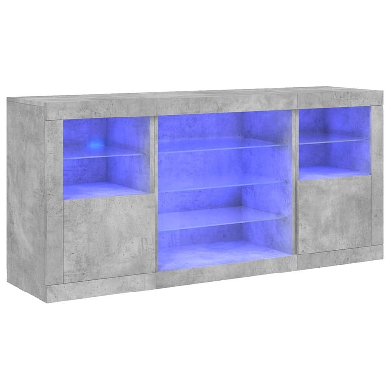 Foto van Vidaxl dressoir met led-verlichting 142,5x37x67 cm betongrijs