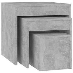 Foto van The living store bijzettafelset betongrijs - 45 x 45 x 45 cm - multifunctioneel