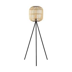 Foto van Eglo bordesley vloerlamp - e27 - 139 cm - zwart/natuur