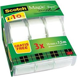 Foto van Scotch plakband magic tape, ft 19 mm x 7,5 m, doos van 2 + 1 stuk gratis