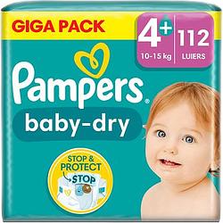 Foto van Pampers babydry maat 4+, 112 luiers, tot 12 uur bescherming, 10kg15kg bij jumbo