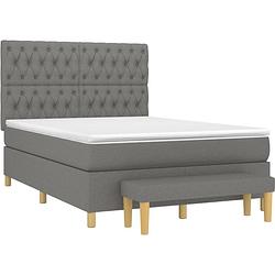 Foto van The living store boxspringbed - comfort - bed met pocketvering matras - 140 x 190 cm - donkergrijs