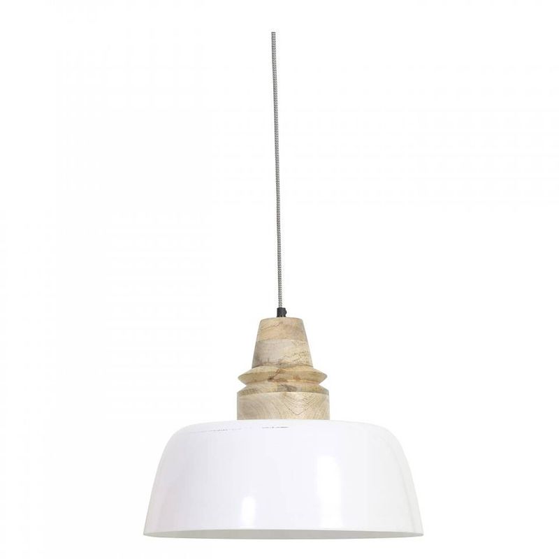 Foto van Light & living margo hanglamp - wit - hout - ø40 cm