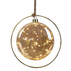 Foto van Decoratieve kerstverlichting glazen bal plat 15 cm met 30 led'ss