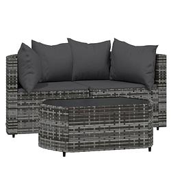 Foto van Vidaxl 3-delige loungeset met kussens poly rattan grijs