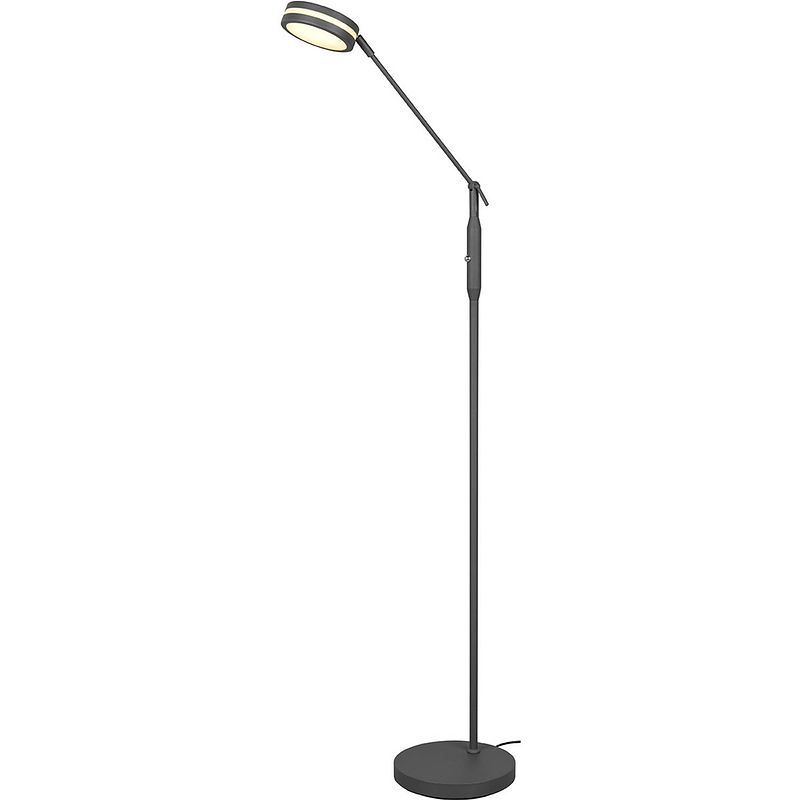 Foto van Led vloerlamp - trion franco - 6.5w - aanpasbare kleur - dimbaar - rond - mat antraciet - aluminium