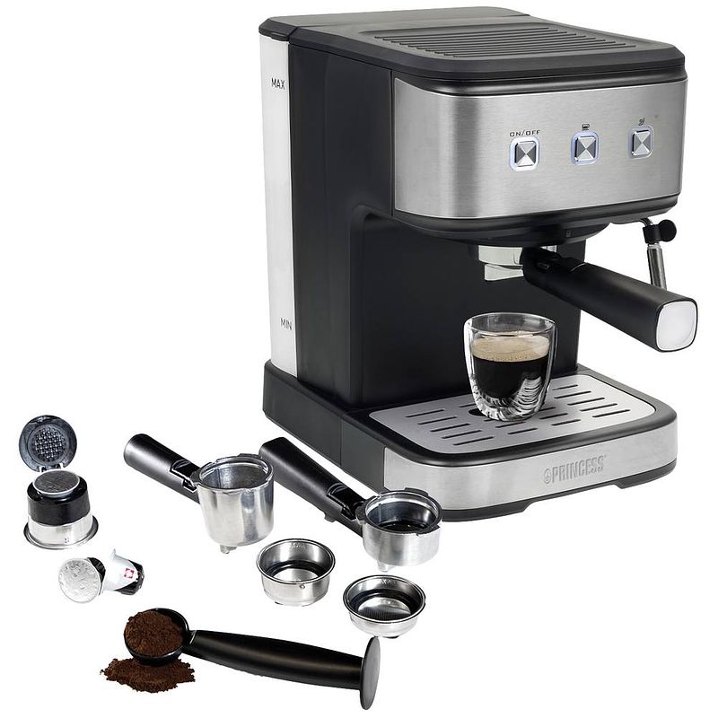 Foto van Princess 249413 espressomachine met filterhouder rvs, zwart 850 w