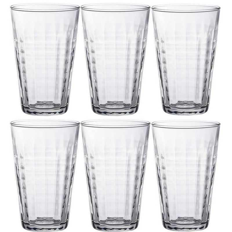 Foto van 6x drinkglazen/waterglazen transparant prisme 330 ml - longdrinkglazen