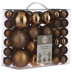 Foto van 46x stuks kunststof kerstballen koper bruin 4, 6 en 8 cm - kerstbal