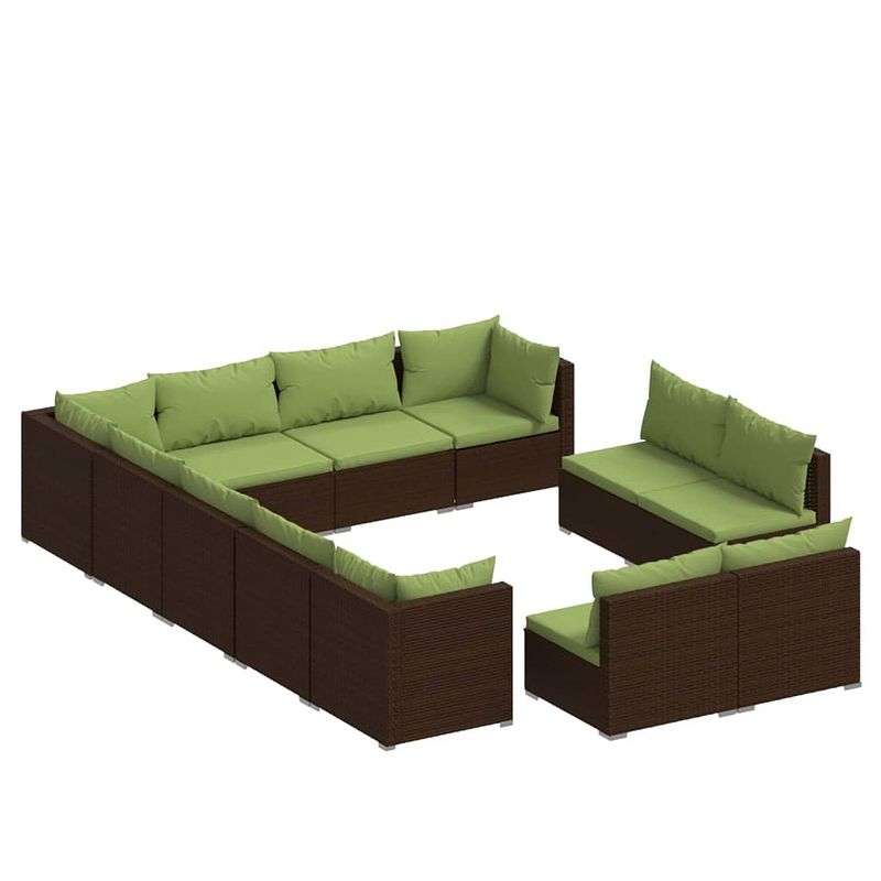 Foto van Vidaxl 12-delige loungeset met kussens poly rattan bruin