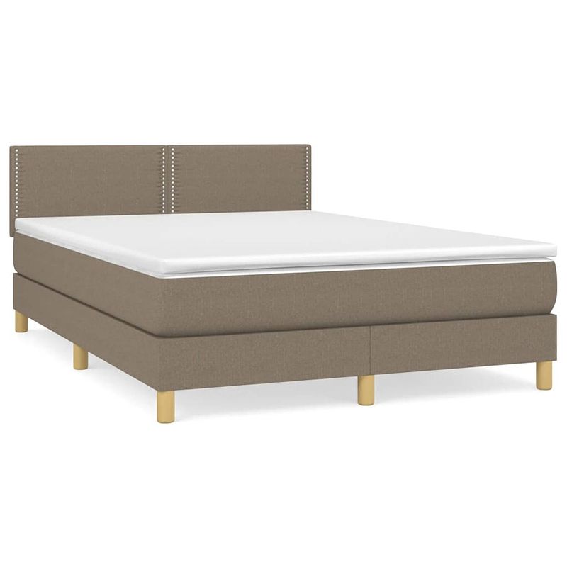 Foto van The living store boxspringbed - bed - 193 x 144 x 78/88 cm - taupe