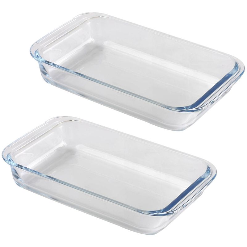 Foto van Chef traiteur ovenschaal van borosilicaat glas - 2x - rechthoek - 1 liter - 26 x 15 x 5 cm - ovenschalen