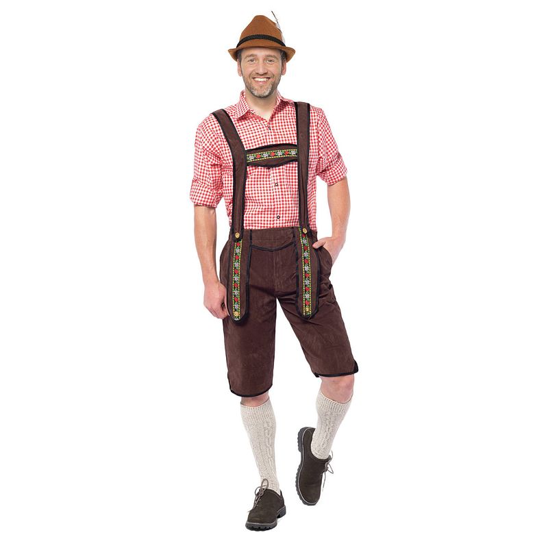 Foto van Oktoberfest oktoberfest overknee lederhose donker bruin voor heren 54 (xl) - carnavalsbroeken