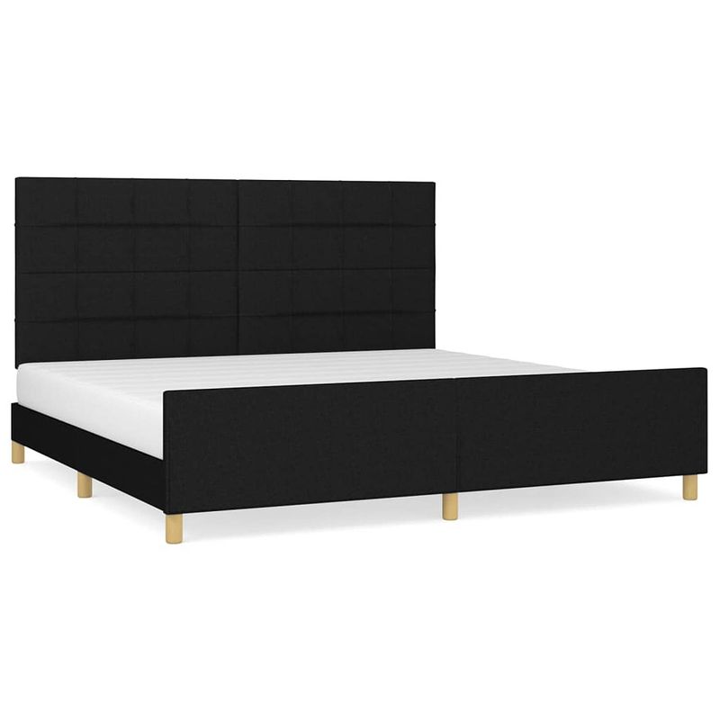 Foto van Vidaxl bedframe met hoofdeinde stof zwart 200x200 cm