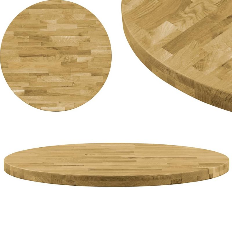 Foto van Vidaxl tafelblad rond 44 mm 900 mm massief eikenhout