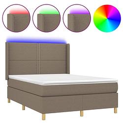 Foto van The living store boxspring bed - taupe - 193 x 147 x 118/128 cm - verstelbaar hoofdbord - led - pocketvering matras -