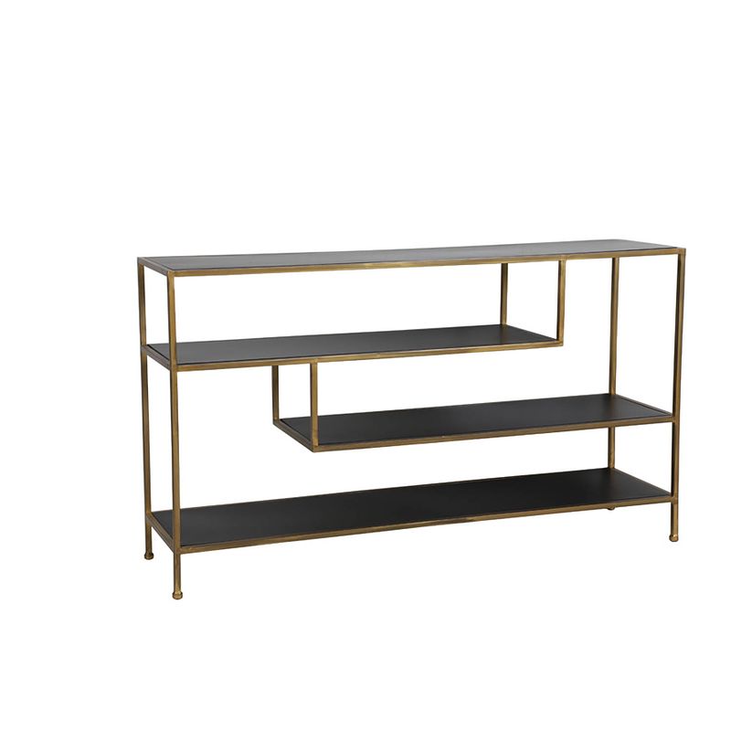 Foto van Light&living side table 140x35x80 cm ylaya mat zwart-goud