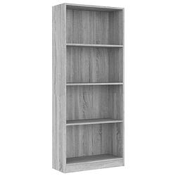 Foto van The living store boekenkast - meubel - 60 x 24 x 142 cm - grijs sonoma eiken