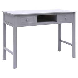 Foto van The living store bureau - paulowniahout - studeertafel - 108 x 45 x 76 cm - grijs