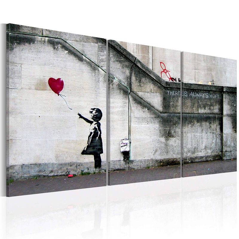 Foto van Artgeist er is altijd hoop banksy canvas schilderij 3-luik 120x60cm