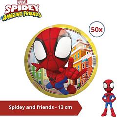 Foto van Bal - voordeelverpakking - spidey en friends - 13 cm - 50 stuks