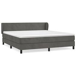 Foto van The living store boxspringbed - naam - bed - 203x163x78/88 cm - donkergrijs - fluweel - pocketvering matras -