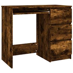 Foto van The living store bureau gerookt eiken - 90x45x76 cm - met 3 lades - montage vereist