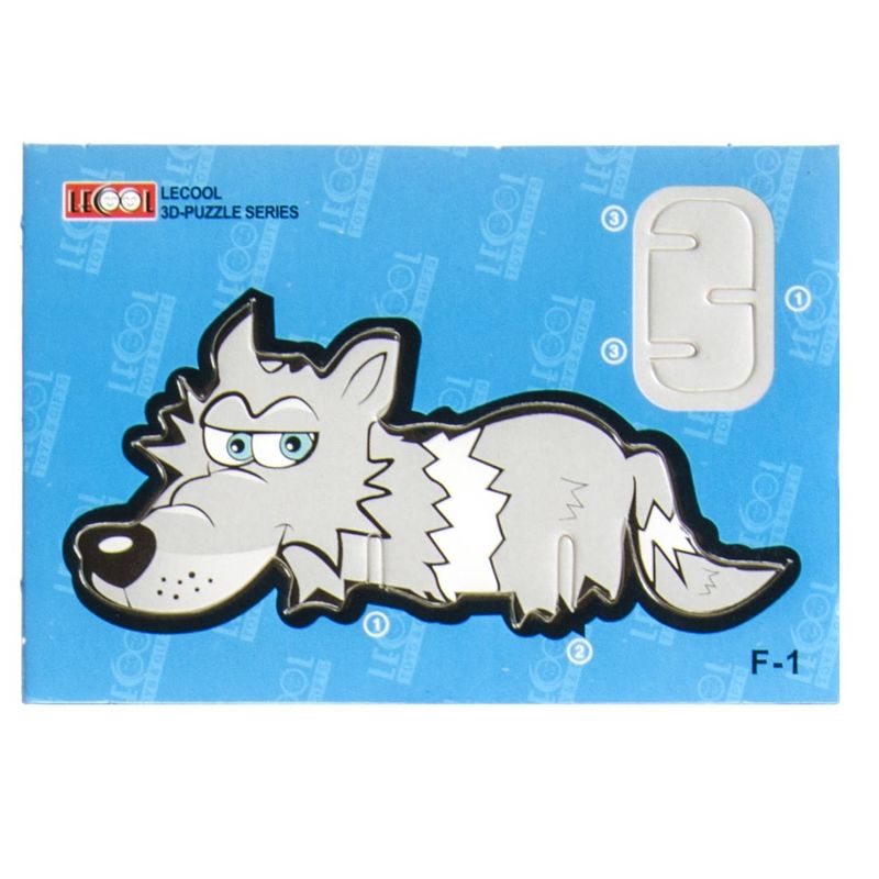 Foto van Lg-imports 3d-puzzel wolf junior 10,5 cm karton grijs 7 stukjes