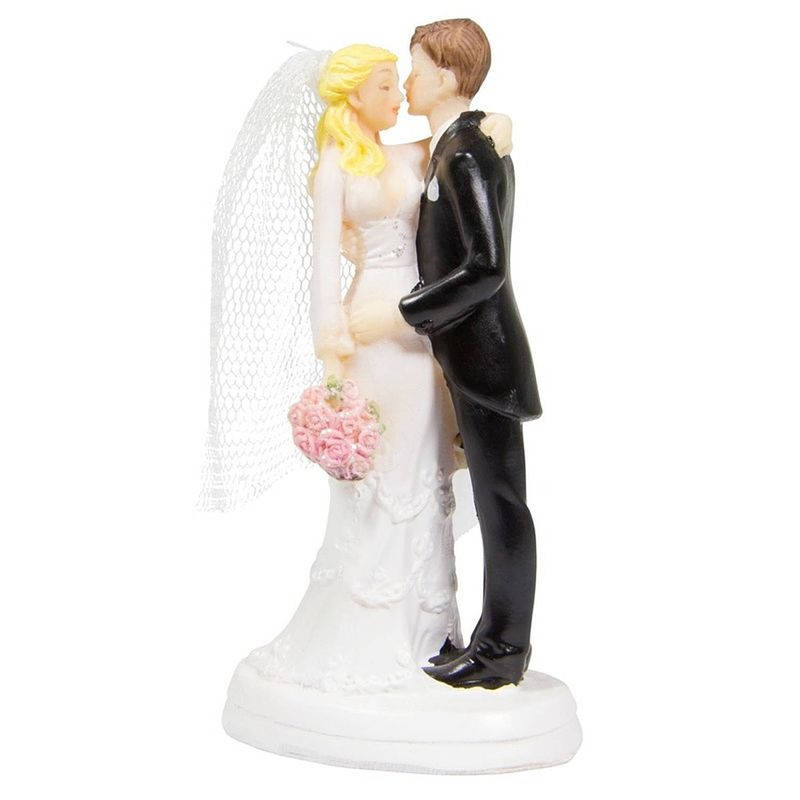 Foto van Bruidstaartdecoratie - 14 cm - bruiloft taarttopper figuurtjes