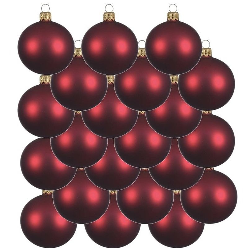 Foto van 24x glazen kerstballen mat donkerrood 8 cm kerstboom versiering/decoratie - kerstbal